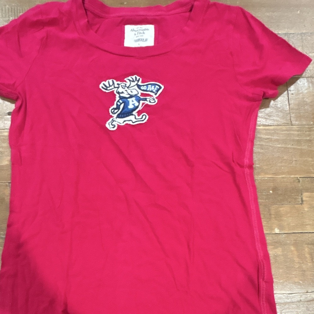 Vtg Y2K Abercrombie & Fitch Minute Moose Graphic T Shirt Red Large RareIrregular